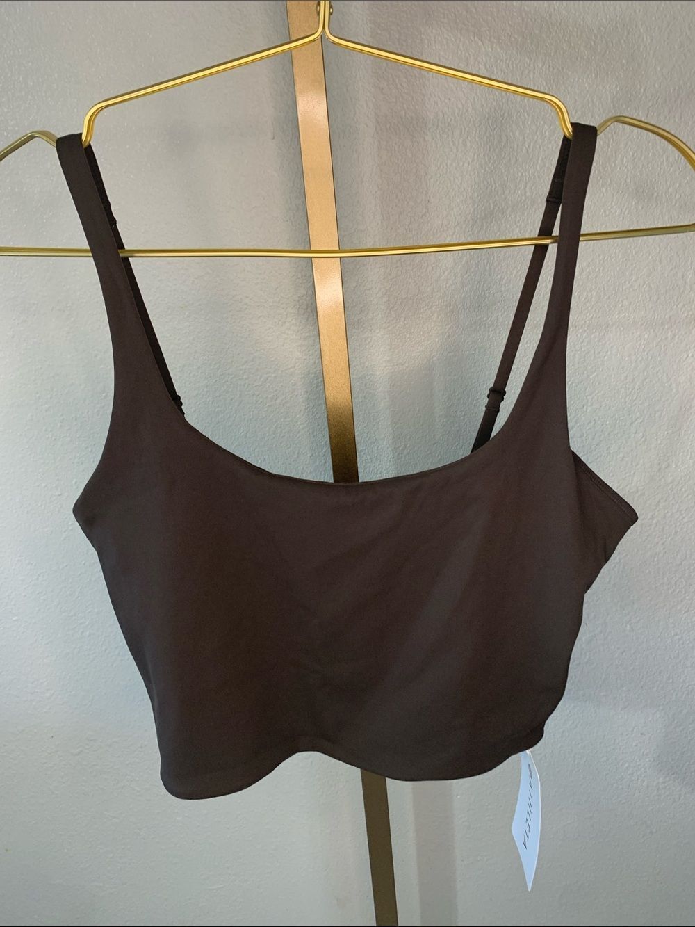 ATHLETA- VITAFORM CROPPED CAMI TANK- Dark Brown -Cropped Tank Top- Small-NWT